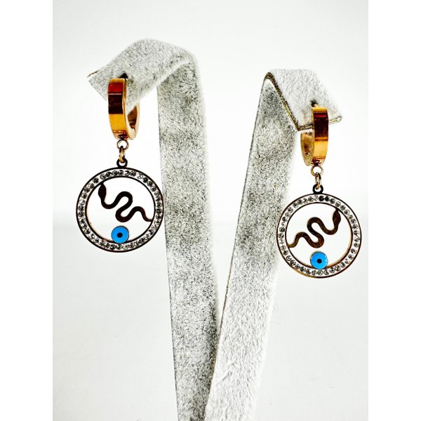 Rose Taşlı Yılan Detaylı Küpe Rose Taşlı Yılan Detaylı Küpe